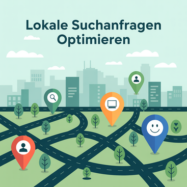 Grafik mit dem Titel "Lokale Suchanfragen optimieren"