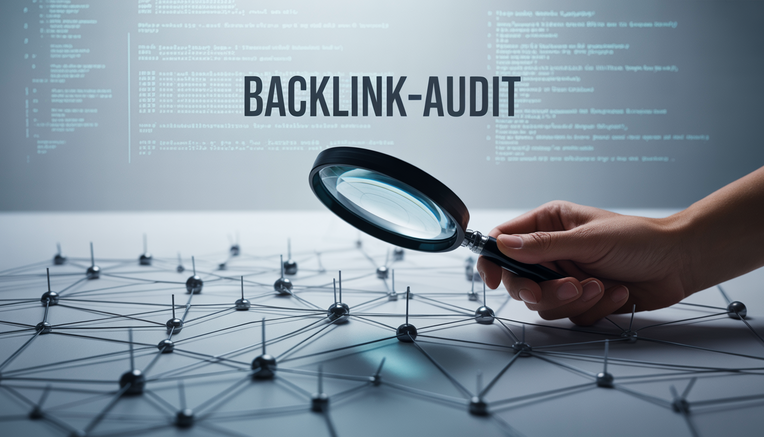 Lupe über Netzwerk mit "Backlink-Audit"