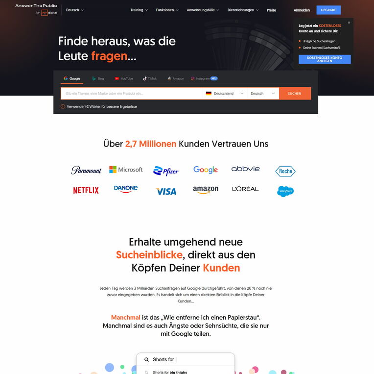 Keyword-Analyse-Tools: AnswerThePublic