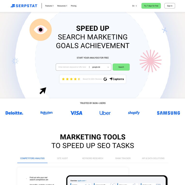 Screenshot SERPSTAT