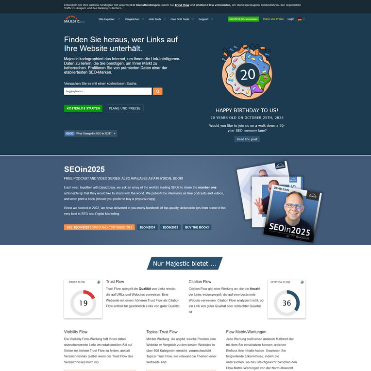 Majestic: Spezialisierte Backlink-Analyse mit Trust Flow und Citation Flow Metriken