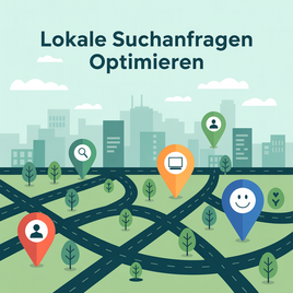 Grafik mit dem Titel "Lokale Suchanfragen optimieren"