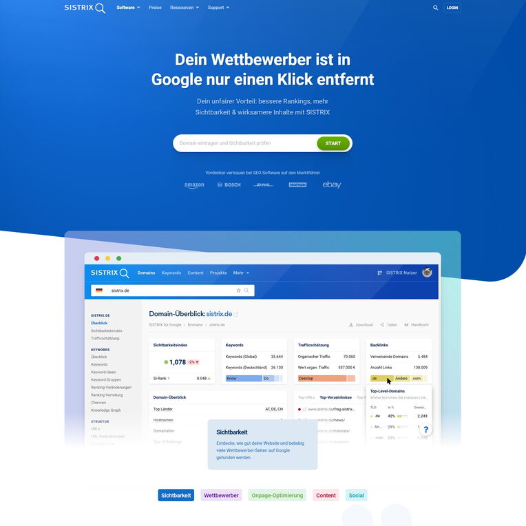 Sistrix: Backlink-Analyse, Wettbewerbsvergleich und SEO-Tools für datengetriebene Strategien